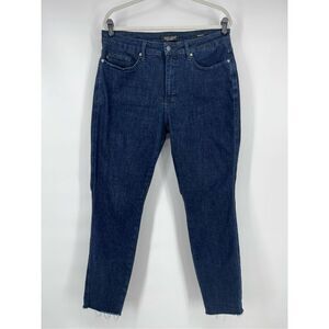 Judy Blue High Rise Control Top Skinny Jeans Raw Hem Dark Blue Size 14W JB88703